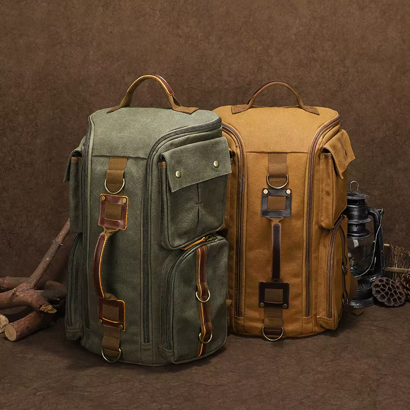 Sac à dos en cuir vintage pour homme et femme, sac à dos en toile cirée, sac à dos de voyage à main,