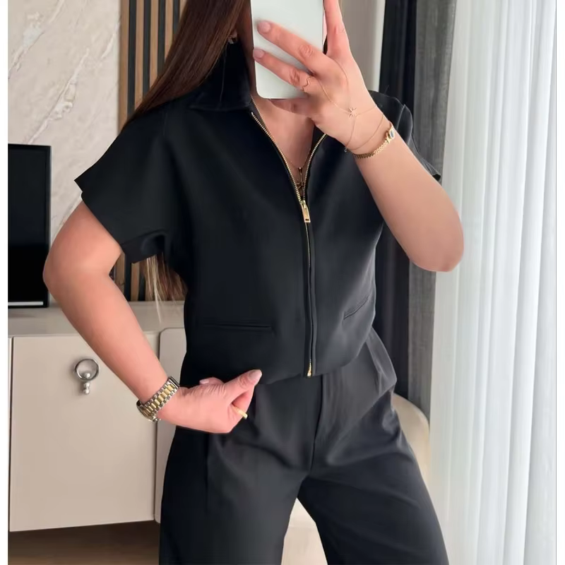 MUJER Veste courte femme manches courtes vestes universitaire pour femme été fermeture éclair nouvea