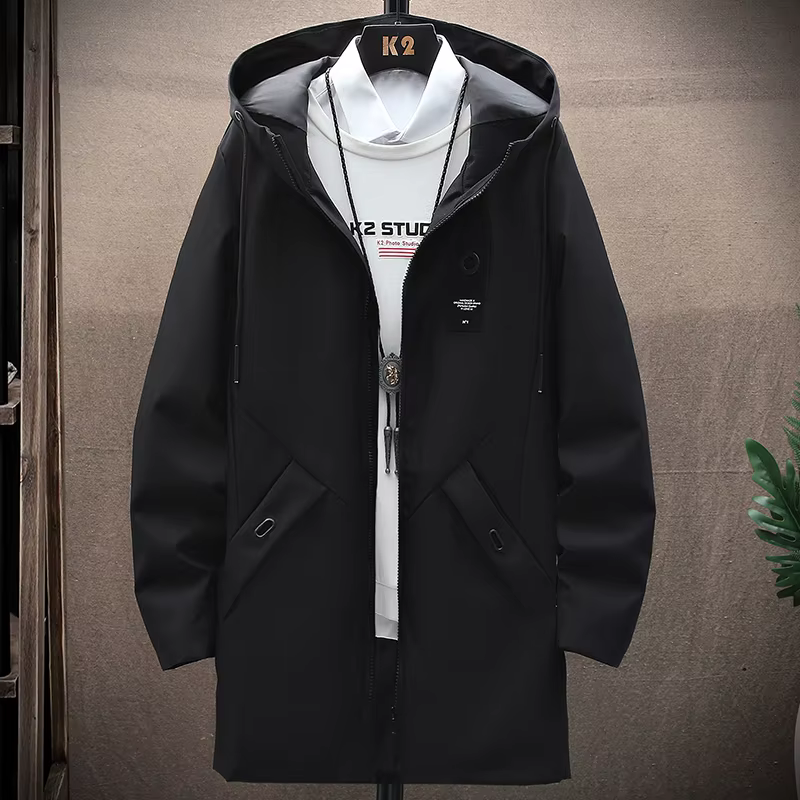 Manteau à capuche pour hommes, coupe-vent Long, classique, tendance, printemps-automne, décontracté,