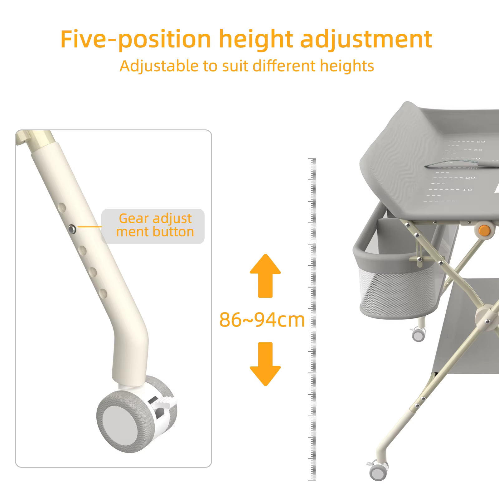 Table à Langer Pliable et Portable, Table à Langer Bébé Charge 11KG, avec Bassin d'Eau Panier de Ran