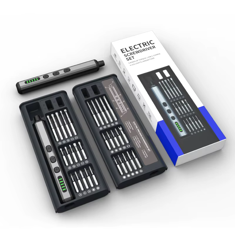 Jeu de tournevis électriques, Kit d'outils électriques de précision rechargeables avec lumière LED 3