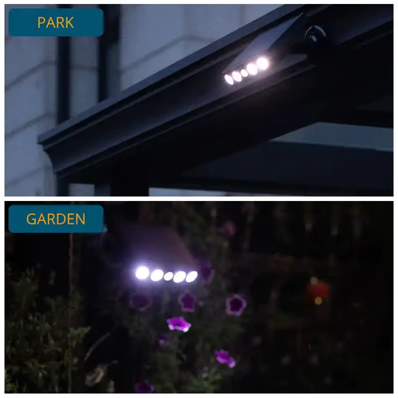 Lampes de sécurité solaires étanches à 4 LED pour décoration extérieure, détecteur de mouvement, 3 m