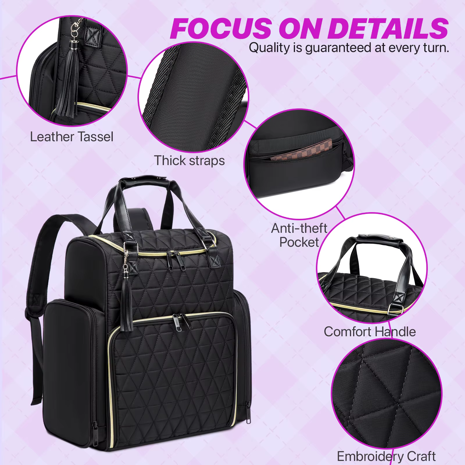 Sac à dos organisateur de vernis à ongles, multi-compartiments, pour accessoires de manucure, outils