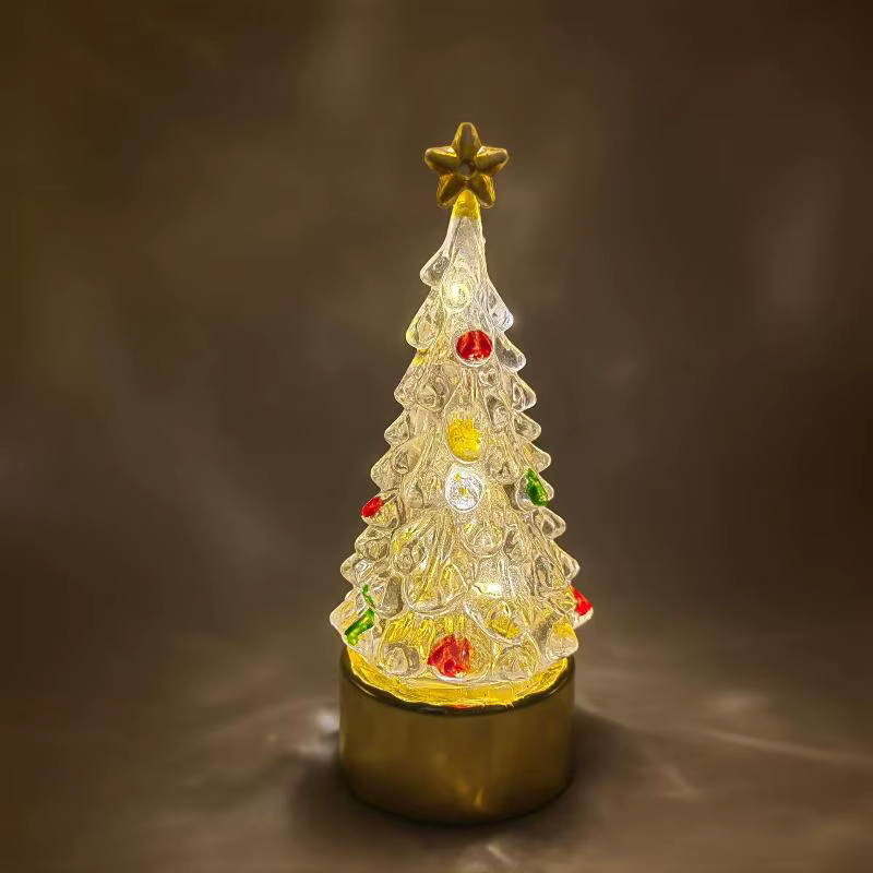 Lampe de Table en cristal alimentée par batterie, veilleuse d'arbre de noël, pour la décoration de l