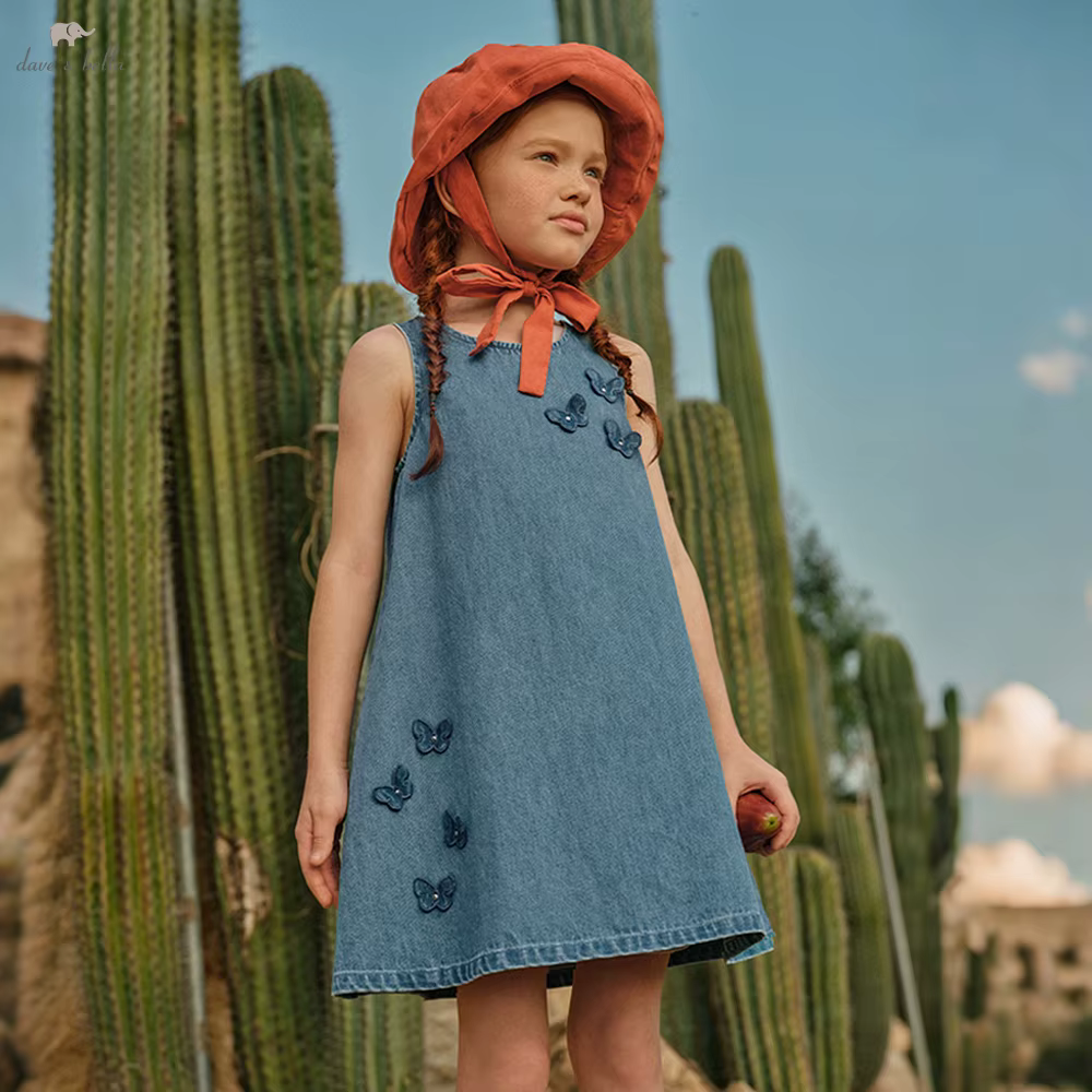 Robes d'été pour filles Dave Bella, style princesse, en jean, sans manches, pour fête, vêtements d'e