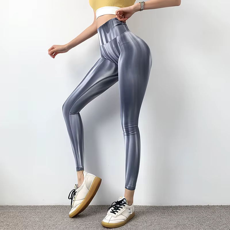 Femmes cravate colorant Leggings sans couture Scrunch Fitness taille haute athlétique Yoga pantalon 
