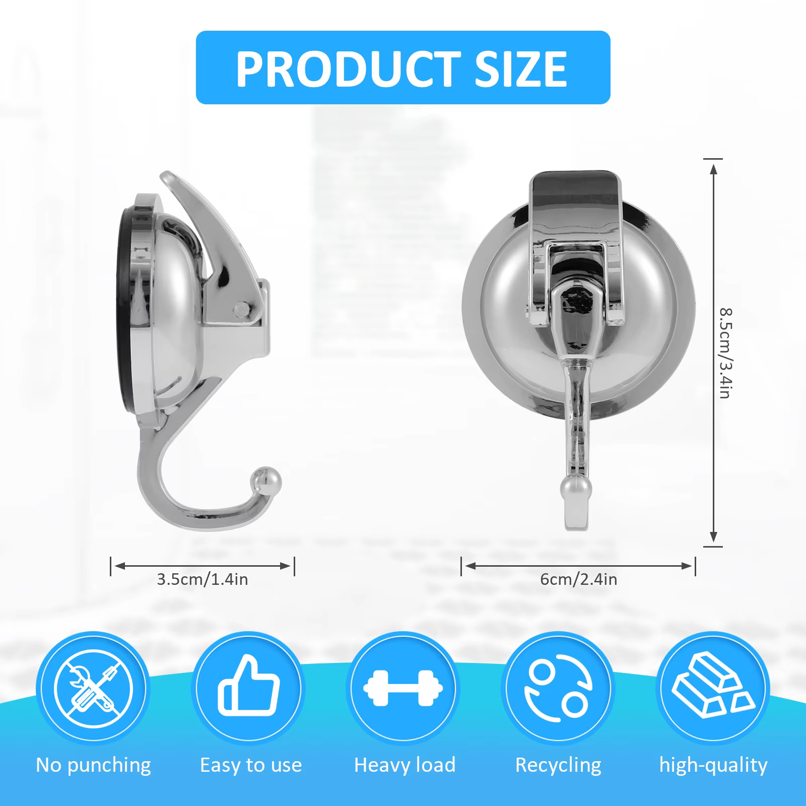 Crochets à ventouse pour douche, 2 pièces, crochets de douche sous vide robustes pour douche intérie