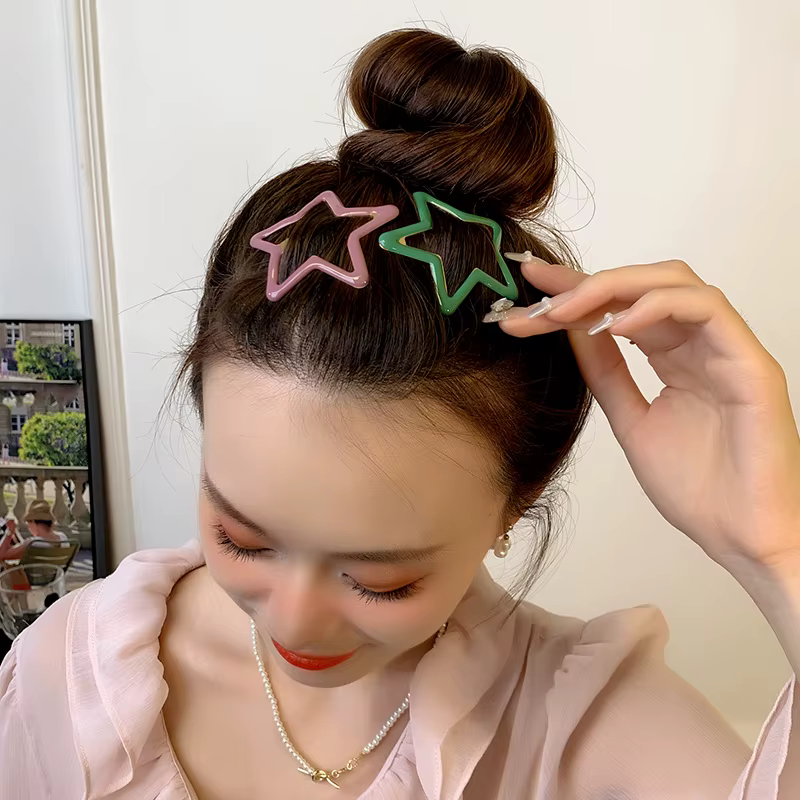 AWAYTR 5 pièces pinces à cheveux étoile creuse épingles à cheveux étoile Snap doux casque Barrettes 
