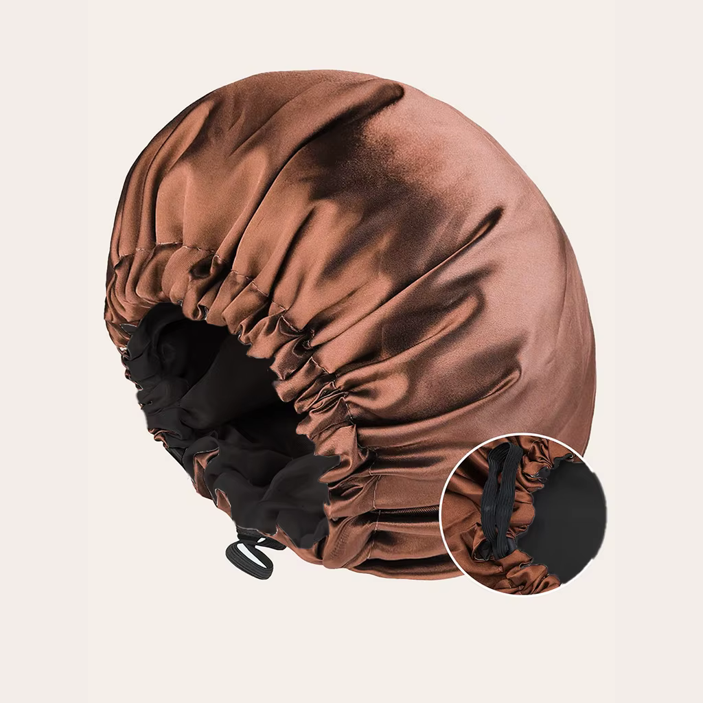 Bonnet en Satin pour dormir, Bonnet soyeux, grand, Double couche, réversible, réglable, utilisé pour