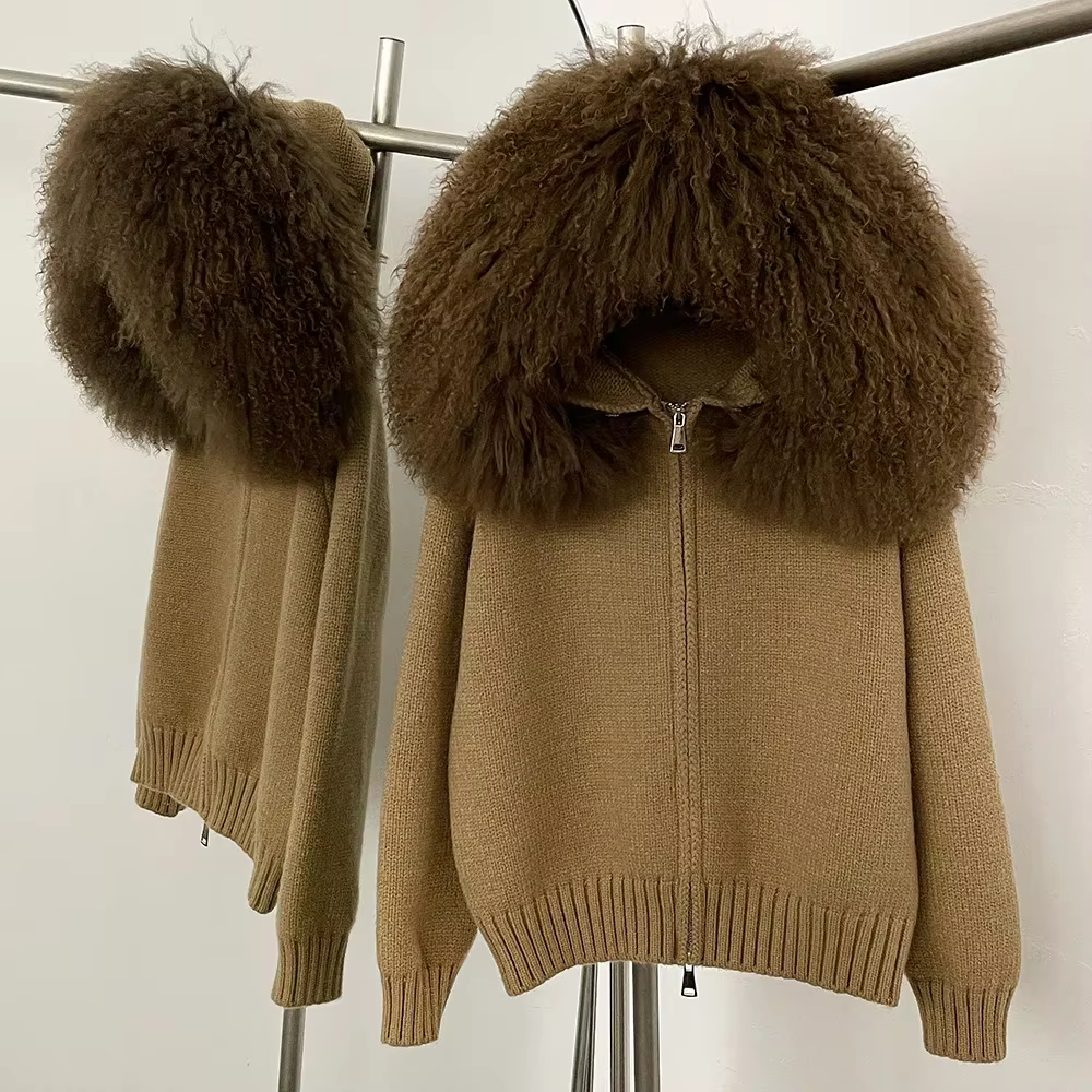Manteau femmes Cardigan manteau de fourrure de renard naturel femmes réel fourrure mongole tricots f