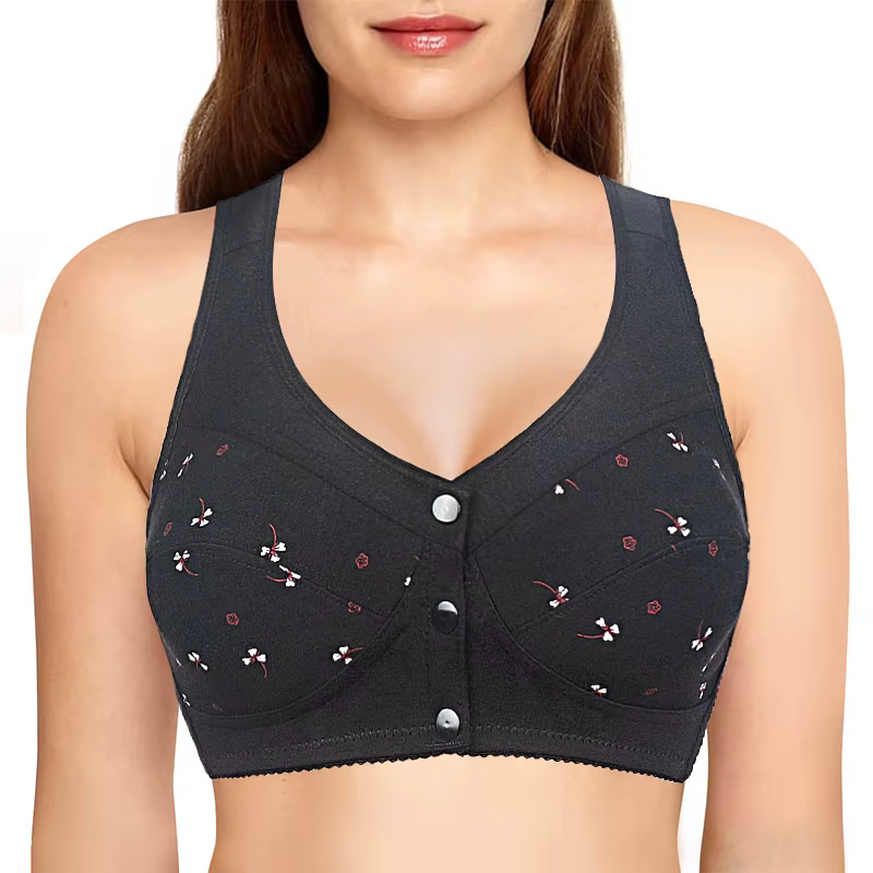 Soutien-gorge pour femmes, sans fil, sous-vêtements en coton, fermeture frontale, Lingerie pour femm