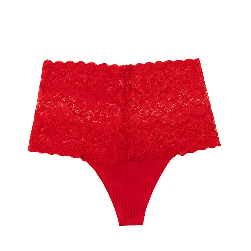 Giczi String transparent en dentelle florale pour femme, sexy, ajouré, à rayures unies, respirant, l