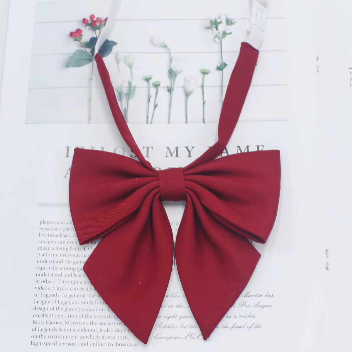 Nœud papillon rouge uni en coton pour étudiantes, cravates papillon pour uniforme, nœuds papillon po