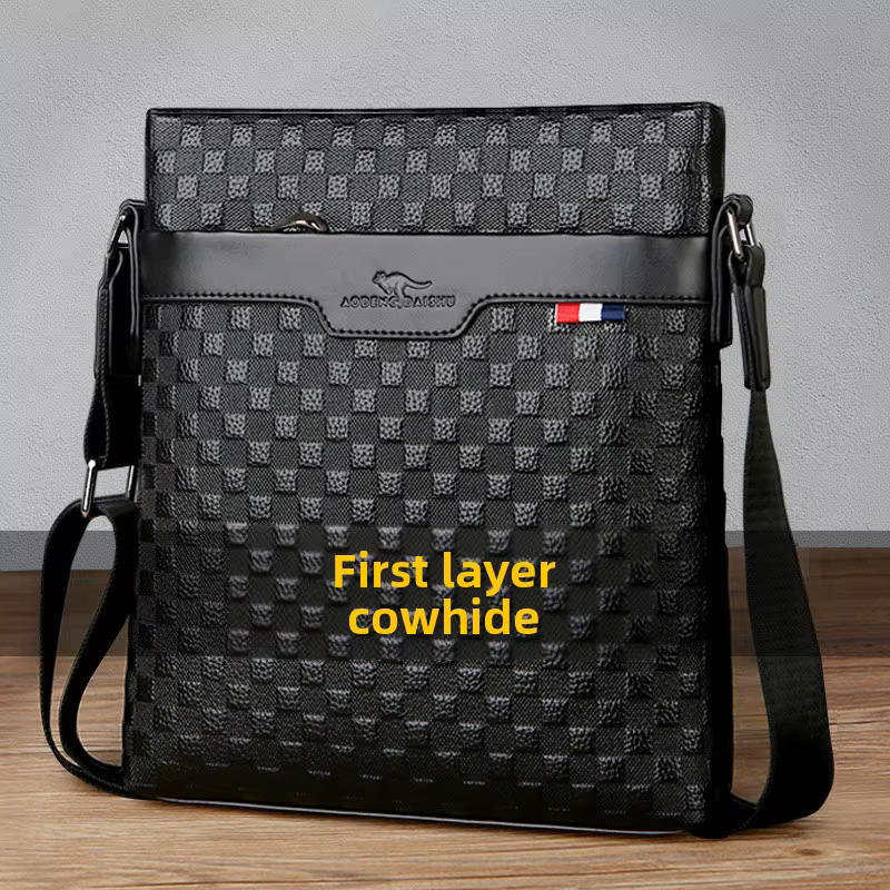 Sac à bandoulière simple en cuir de vache véritable pour hommes, nouveau Style 2025, sac d'affaires 