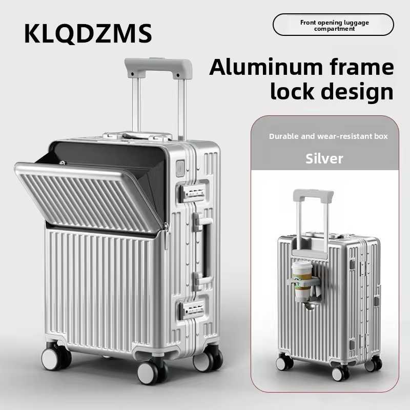 KLQDZMS valise multifonctionnelle ouverture avant valise d'embarquement boîtier de chariot pour ordi