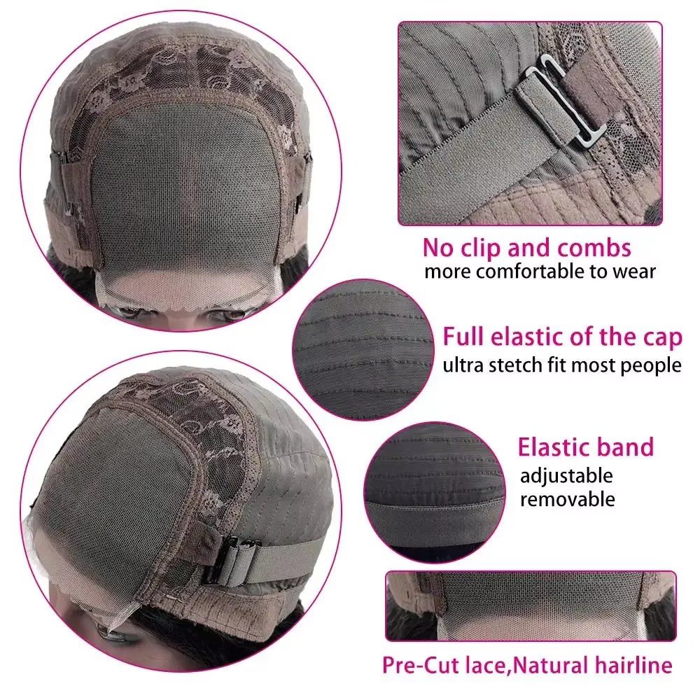Perruques bouclées Deep Wave pré-plumées avec fermeture à lacet HD, cheveux humains sans colle, prêt