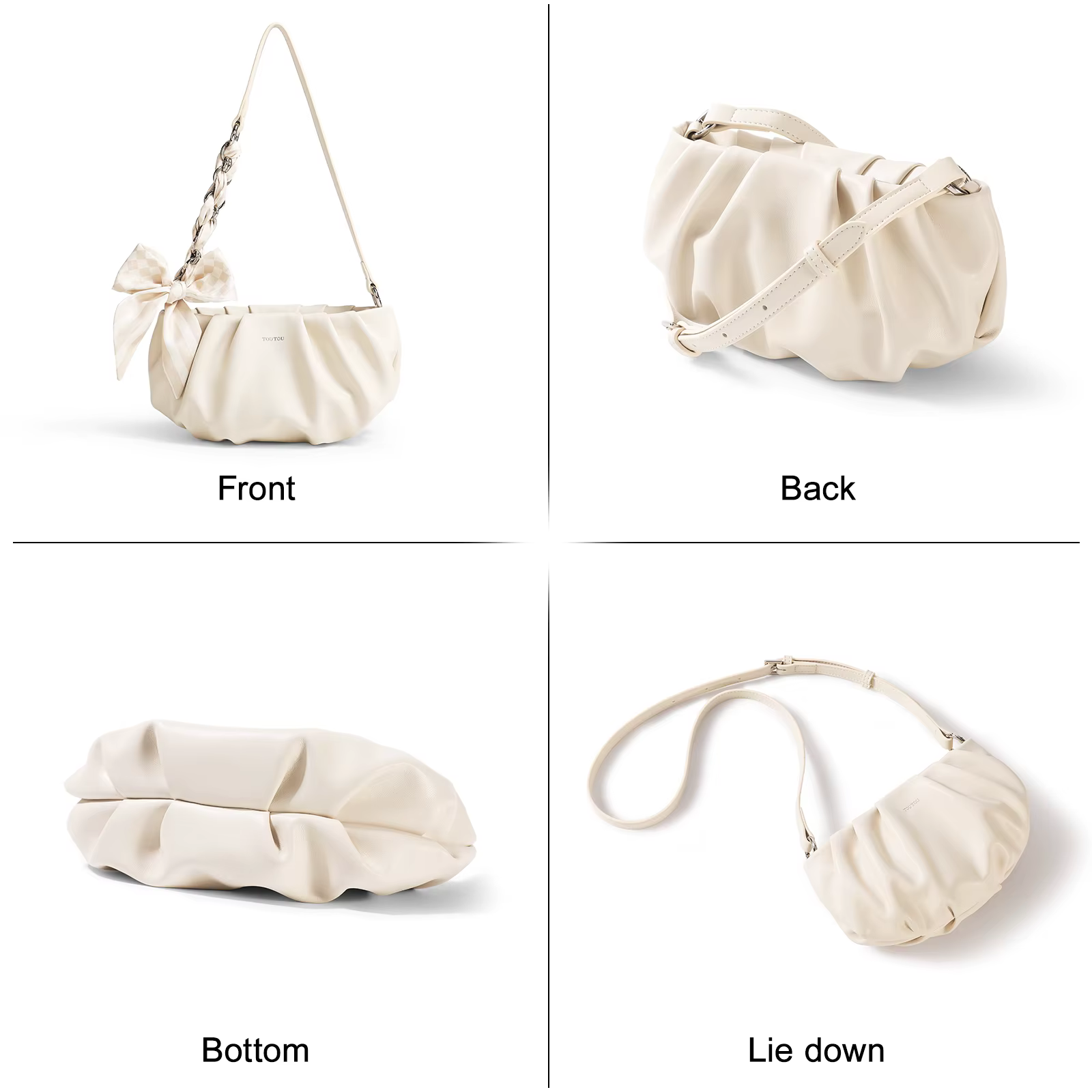TOUTOU Cute Cloud Mini Hobo Bag pour femme, sac à bandoulière multi-usage en cuir PU souple, petit s