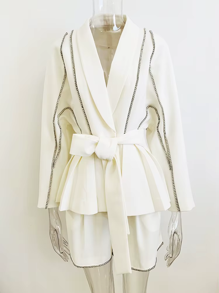 HIGH STREET Nouveauté 2026 Ensemble de costume de créateur pour femme, style défilé, avec blazer à m