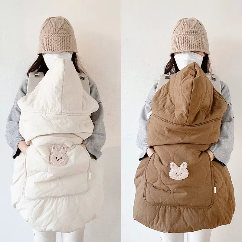 Couverture à capuche pour poussette de bébé, lange d'emmaillotage pour nouveau-né, porte-bébé chaud,