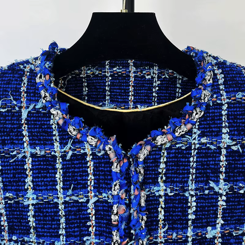 2025 à la mode et élégant col rond léger luxe socialite haut de gamme tempérament design sens tweed 