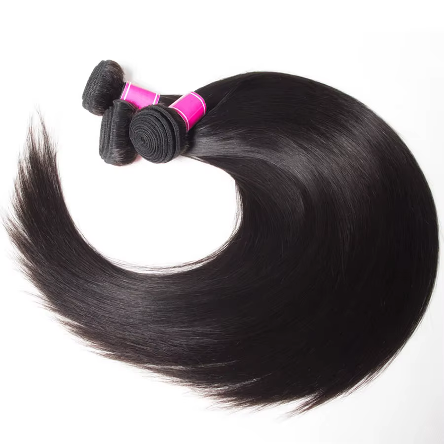 Extensions de cheveux humains vierges brésiliens lisses 12A non traités, double trame, 14-30 pouces