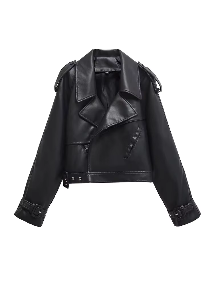 BBWM Faux cuir Bomber vestes pour femme veste mode recadrée femme Streetwear vêtements d'extérieur à