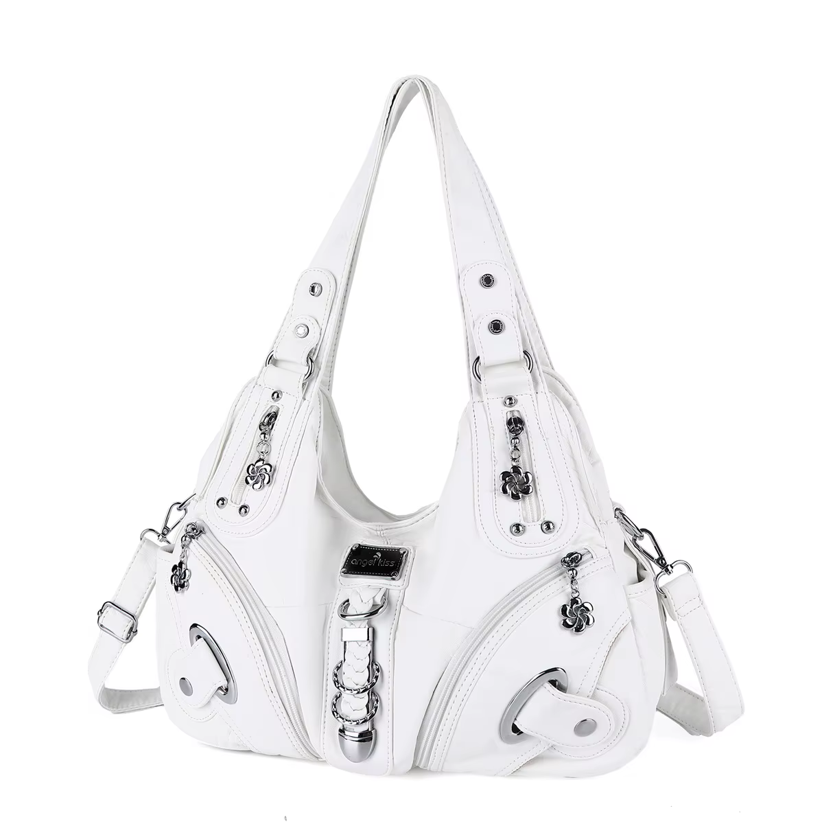 Sac à main vintage noir grande taille Angel Kiss pour femme, sac à bandoulière tendance, sacoche à p