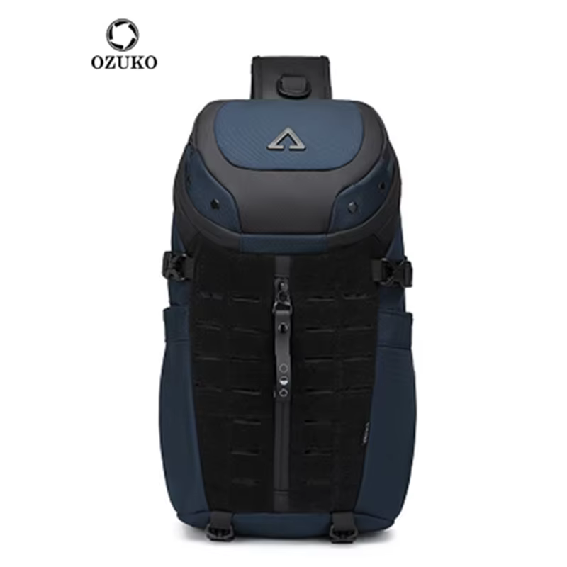 Ozuko-Sac à bandoulière étanche pour homme, sac de poitrine, sac à bandoulière antivol, USB, message
