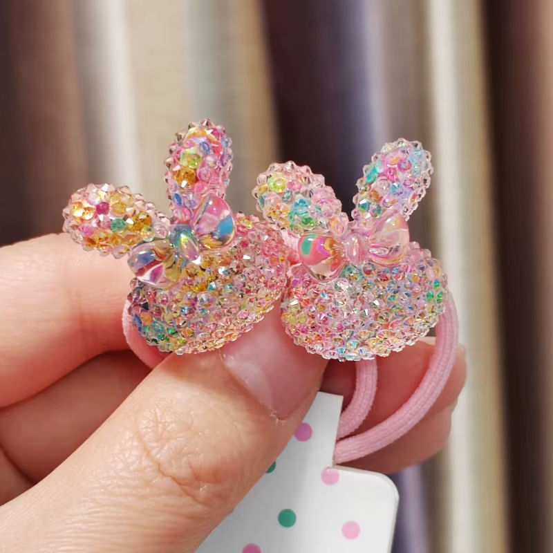 2 pièces belle bande dessinée coloré paillettes cerise filles bandes de cheveux élastiques princesse