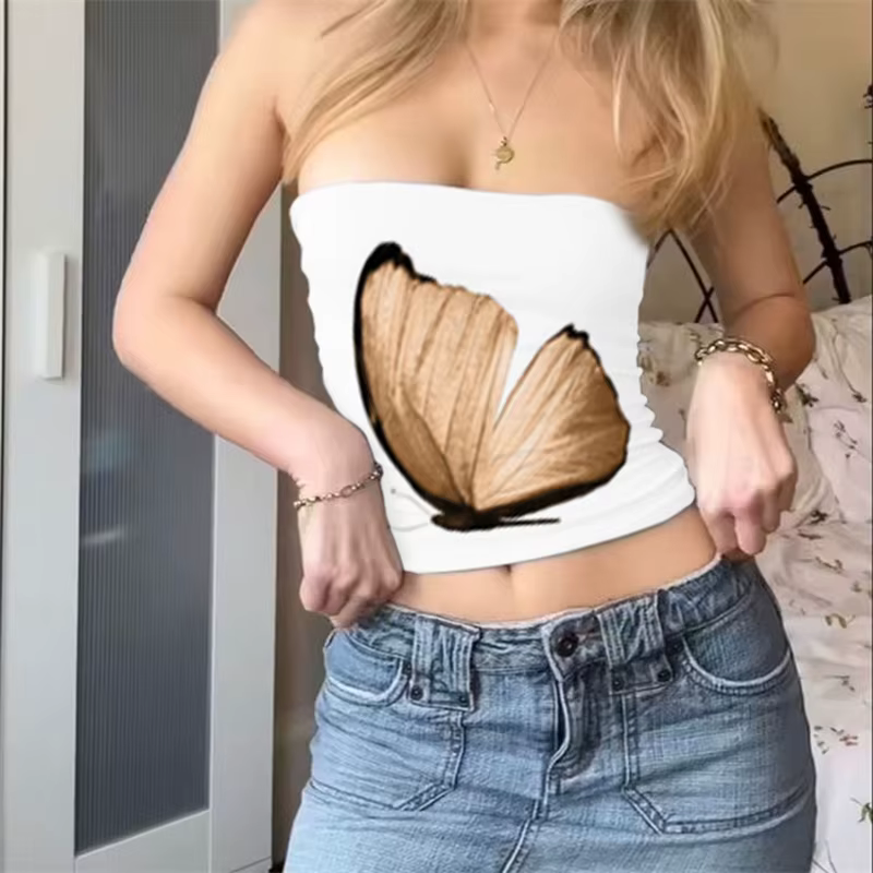 Hauts tubulaires d'été pour femmes, imprimé Floral, épaules dénudées, sans bretelles, Bandeau, vêtem