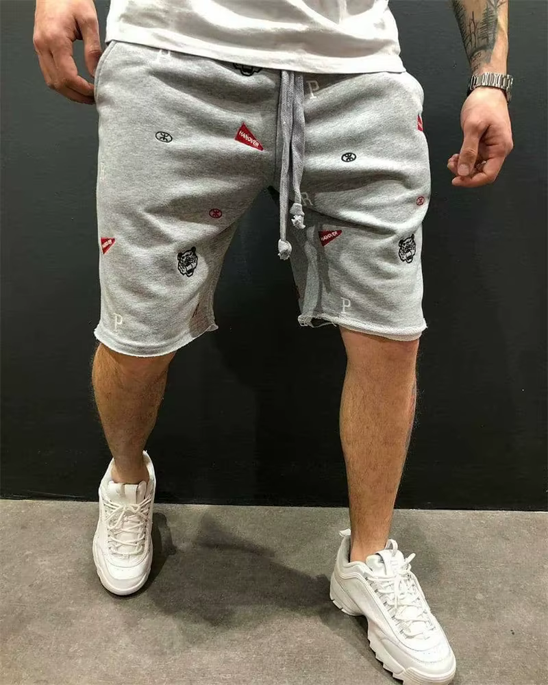 Shorts amples en coton pour hommes, style streetwear, brodés, décontractés, pour le sport et la musc