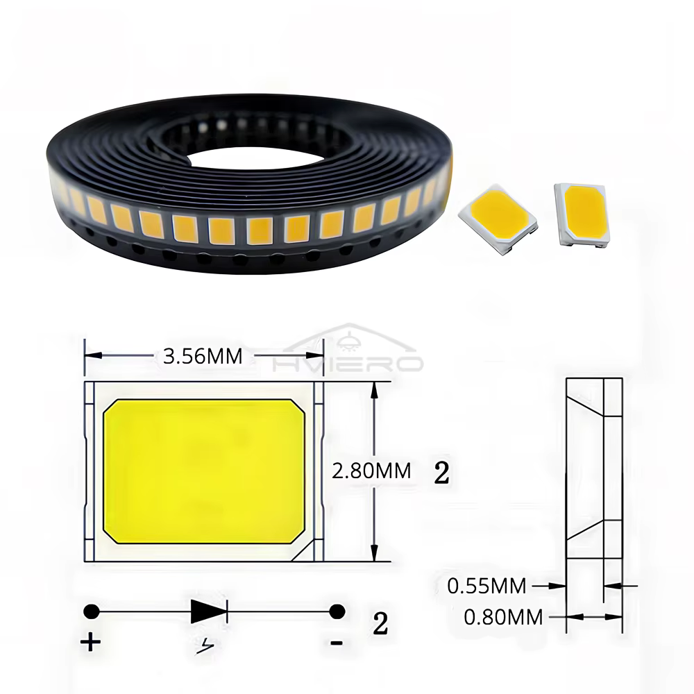 100 pièces 3.3V 2835 5730 3020 puces lumineuses SMD LED rouge jaune blanc bleu RGB violet rose Diode