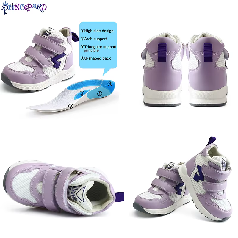 Chaussures de soutien de la voûte plantaire en cuir AFO haut de gamme pour enfants, chaussures Orth4