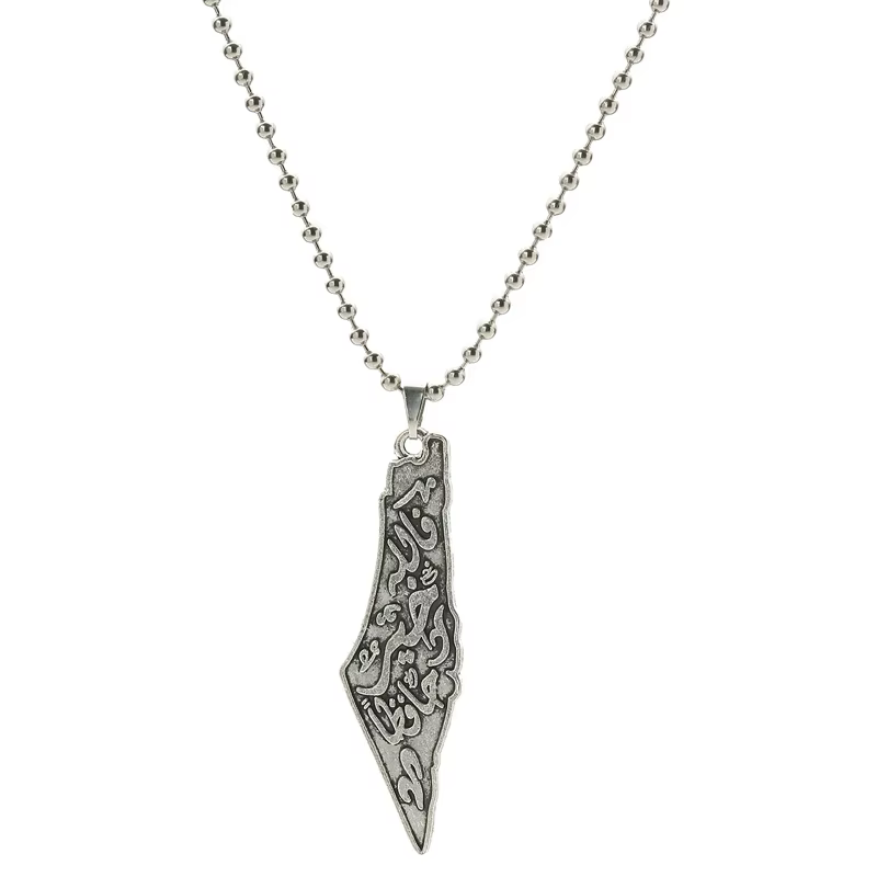 Collier avec pendentif en acier inoxydable, série drapeau palestinien, pour femmes et hommes, access