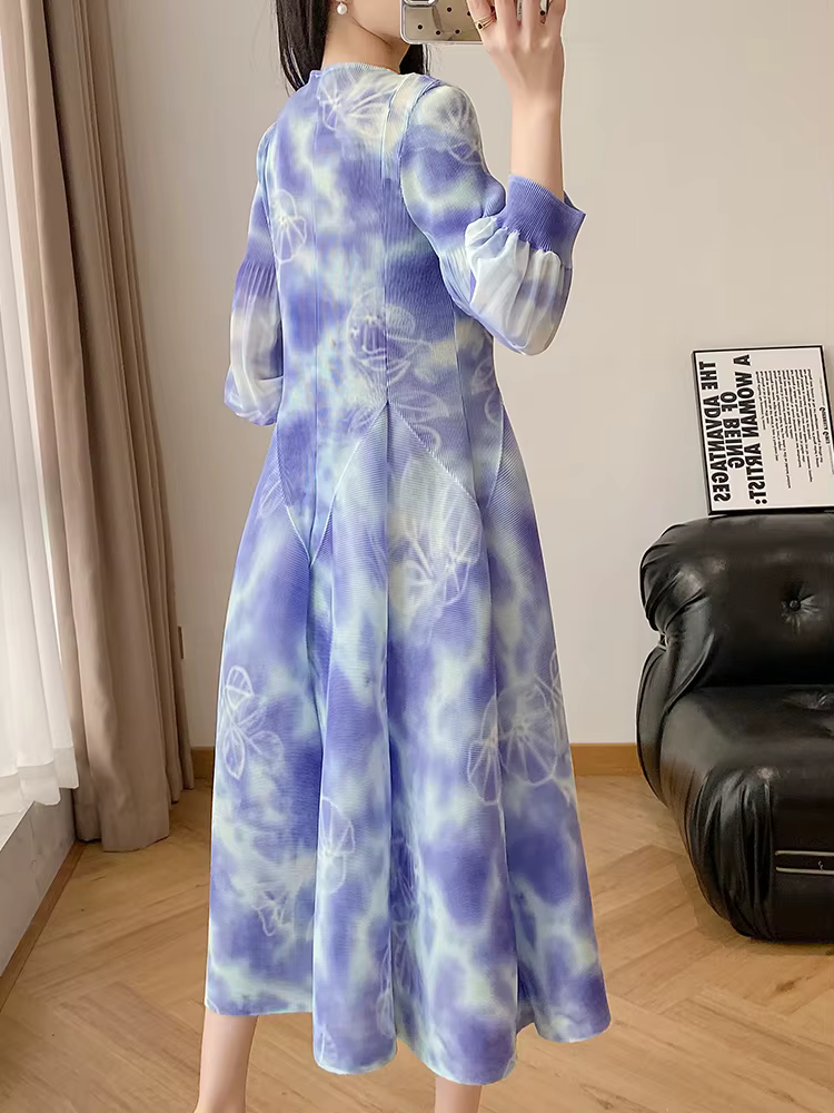 Miyake 2025 été nouvelle robe plissée plis boutons fins français plissé café pause robe Style étrang