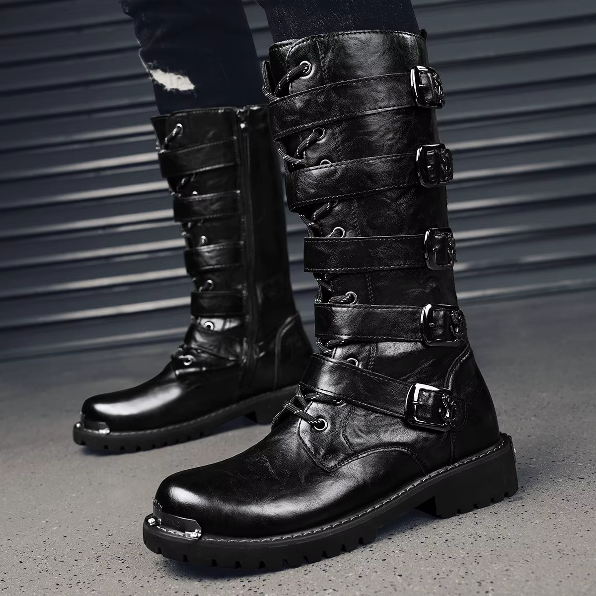 Bottes de moto montantes décontractées pour hommes, bottes de travail de protection de sécurité, ext