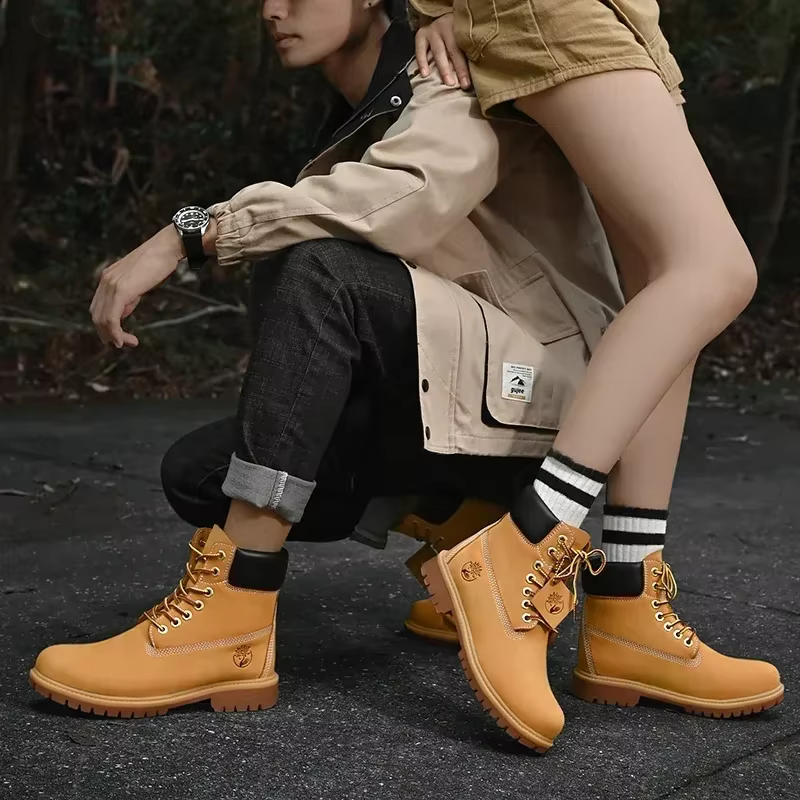 Bottes hommes bottes hautes de haute qualité femmes chaussures en cuir mode baskets d'extérieur homm