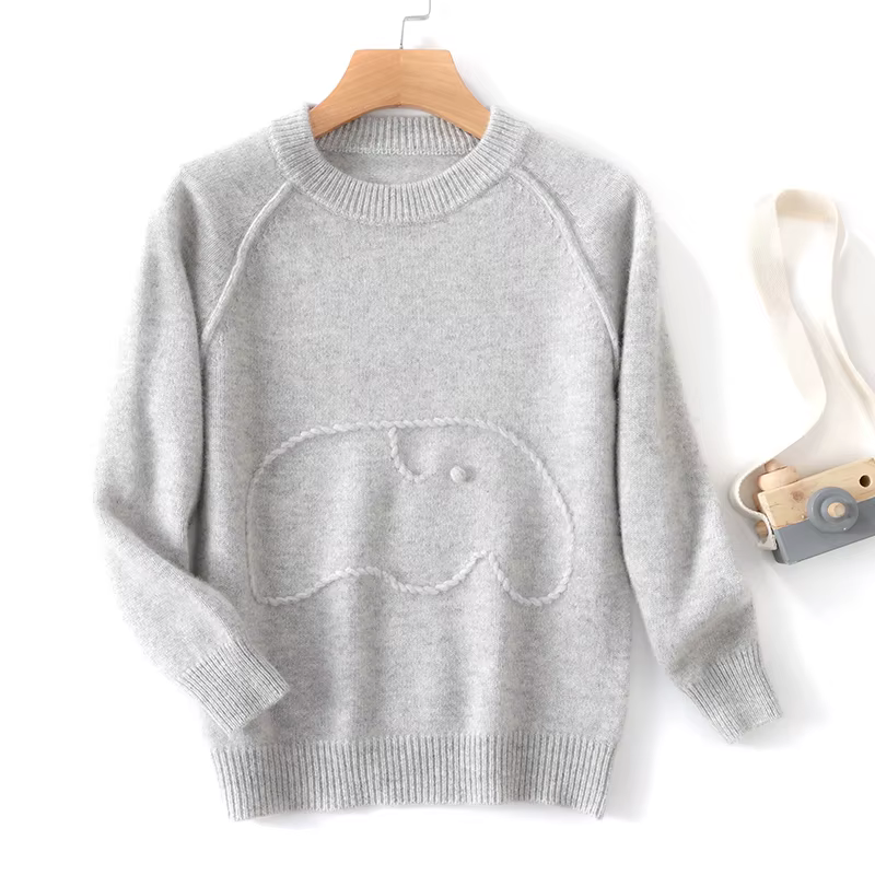 Pull en laine Pure pour enfants pull à col rond basique automne hiver épais garçons filles 100% lain