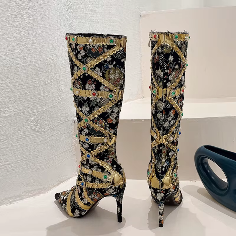 VEYKE-Bottes Hautes au Genou pour Femme, Chaussures à Talons, Travail Manuel, Sexy, Jolie tu, Parker
