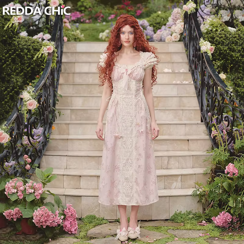 REDDACHiC Robe de soirée Renaissance pour femme, robe longue vintage victorienne avec corset à nœud 