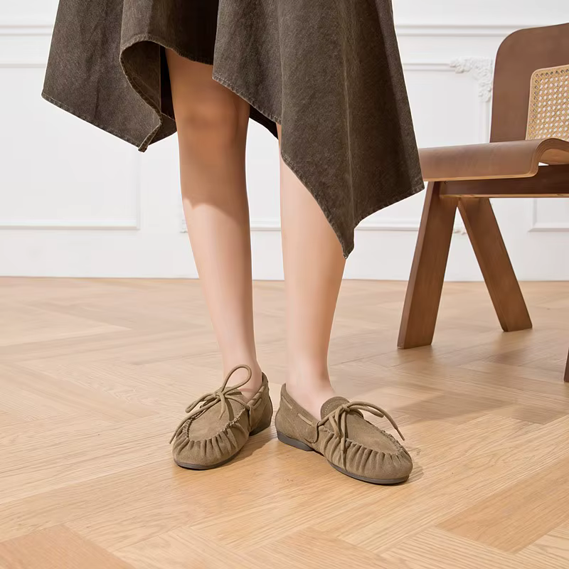 Mocassins plats pour femmes, style britannique, nouvelle collection automne 2026, en cuir véritable,