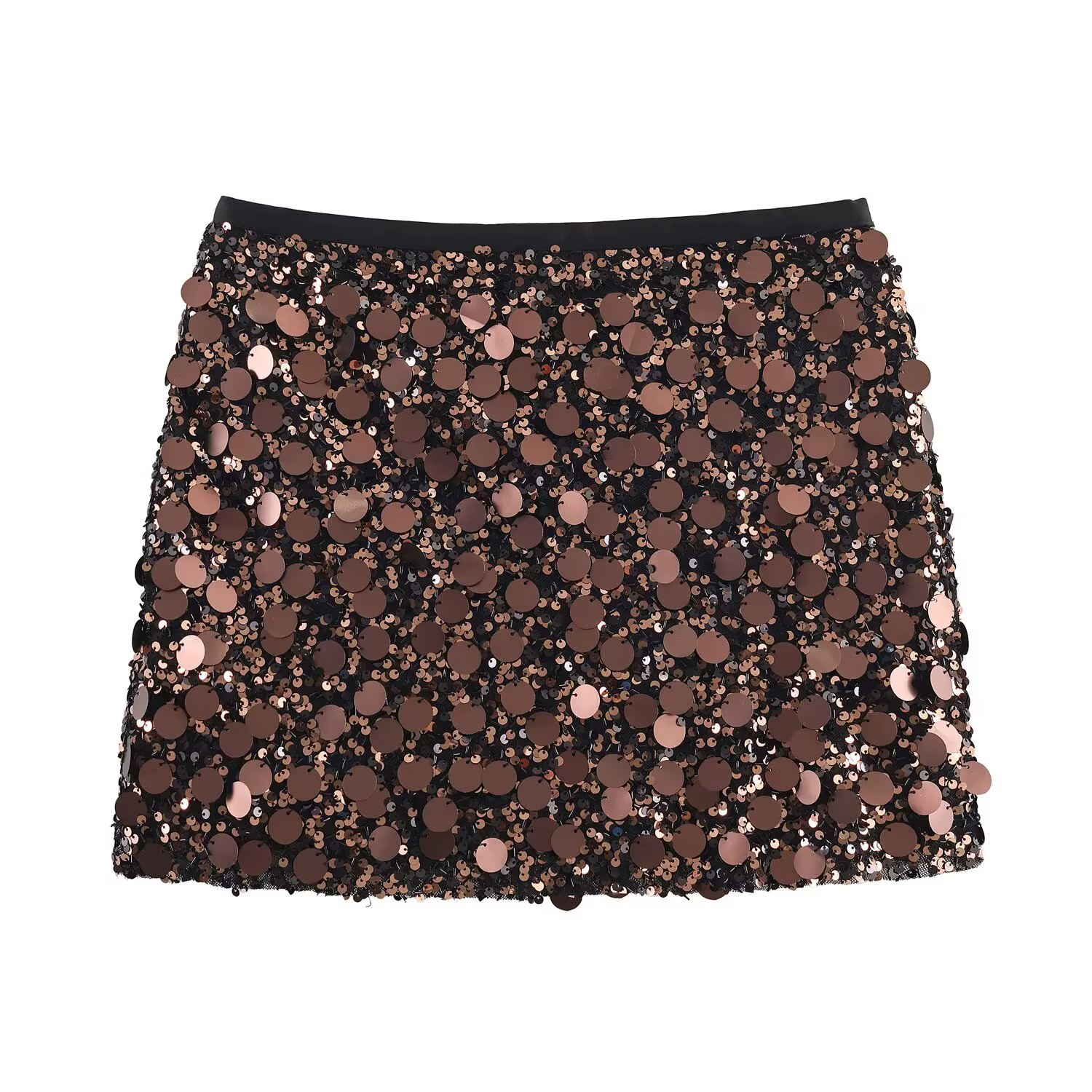 Femmes printemps automne Chic Mini jupes mode avec paillettes solide côté fermeture éclair jupe cour
