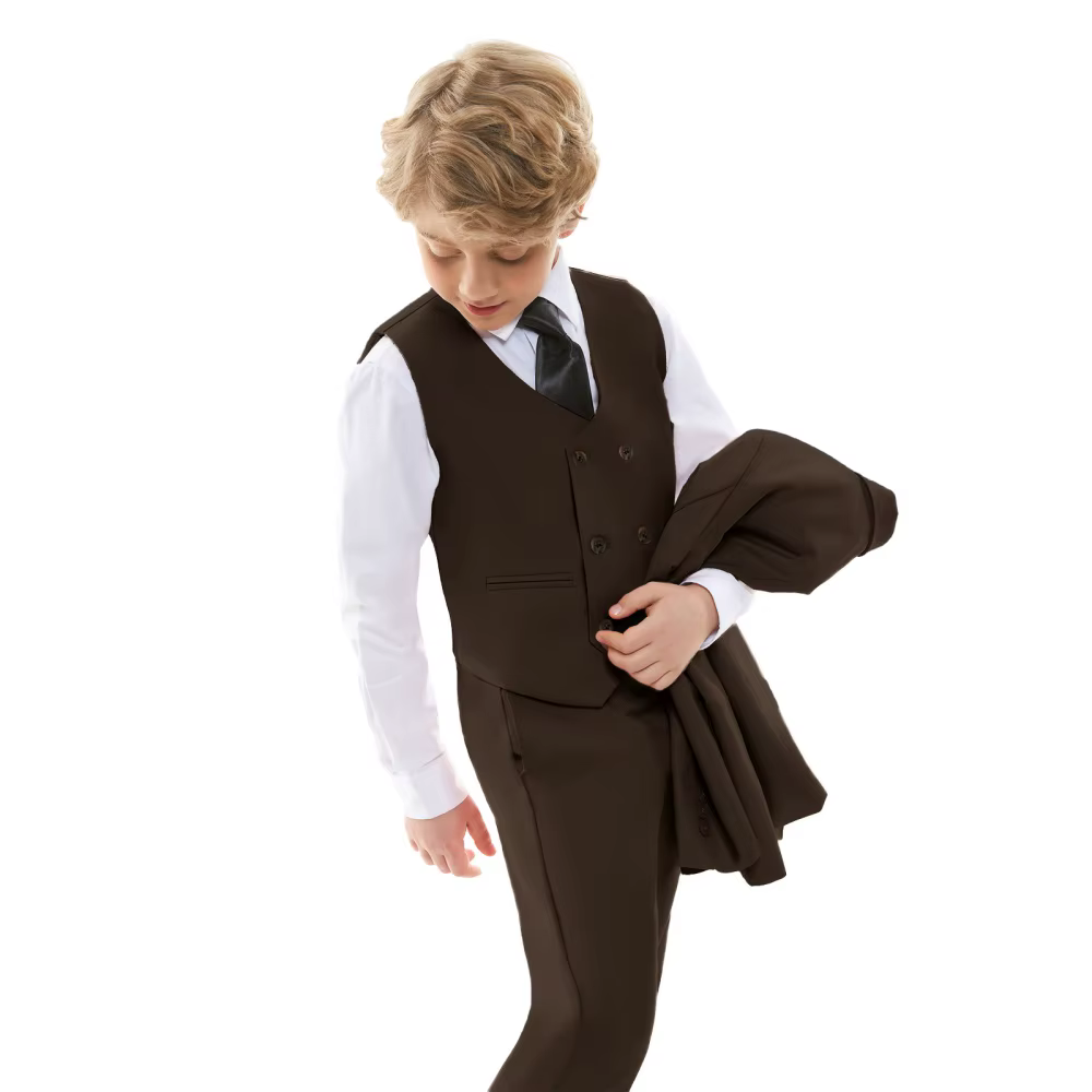 Ensemble de tenue de mariage classique marron à fleurs pour garçon, bleu, hôte de Piano formel pour 
