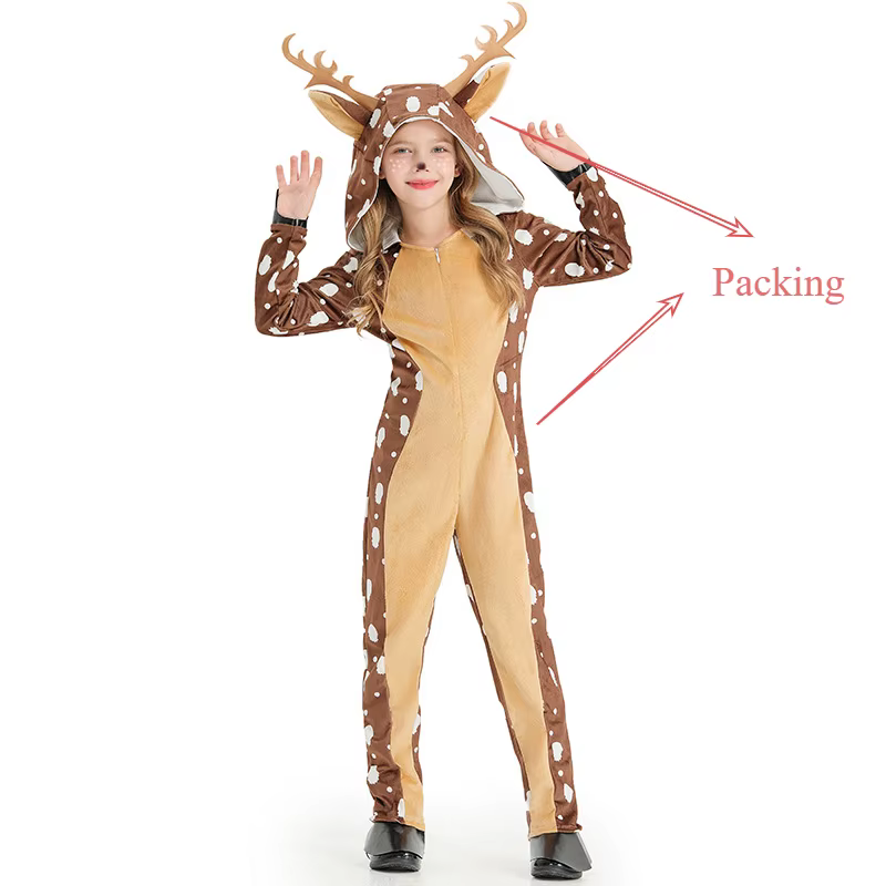 Cutie renne Cosplay combinaisons avec chapeau pour enfants enfants carnaval fête habiller pourim noë