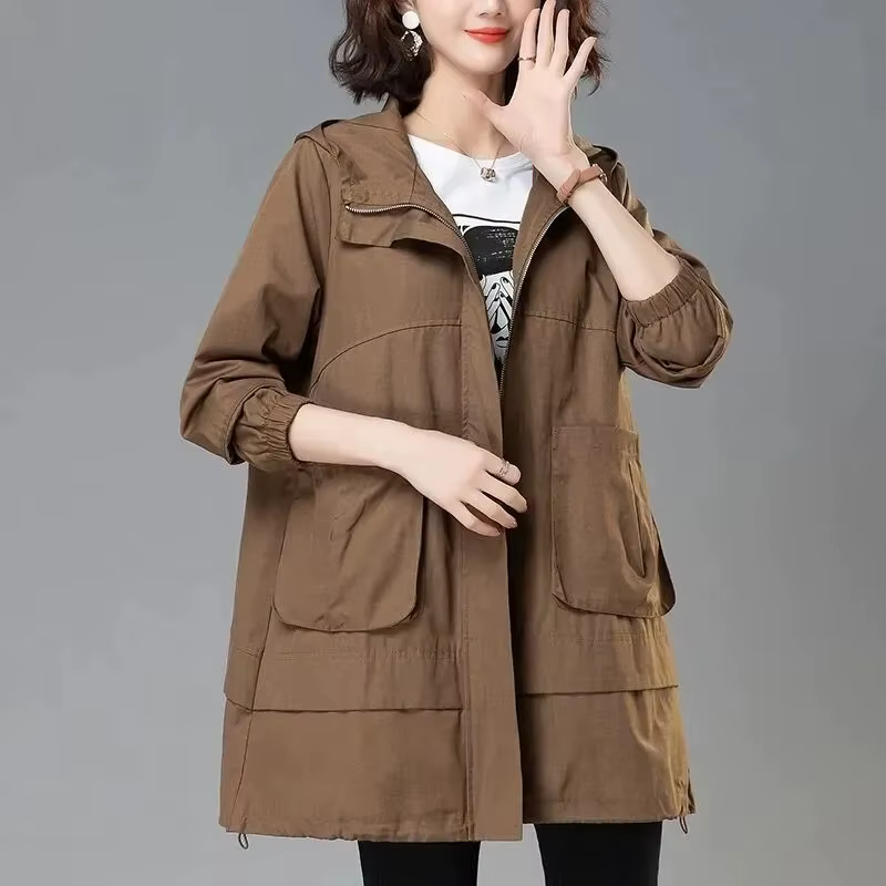 Manteau à capuche semi-long pour femme, coupe-vent féminin, manteau à manches longues, nouveau, été,