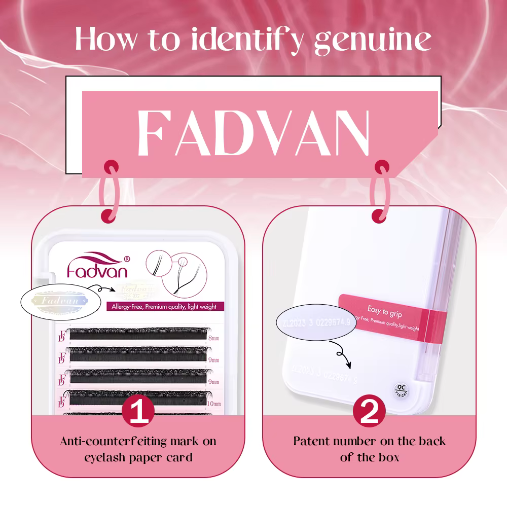 FADVAN 3D/4D/5D/6D/7D/8D Extension de cils en forme de W C D Curl cils de vison naturel préfabriqués