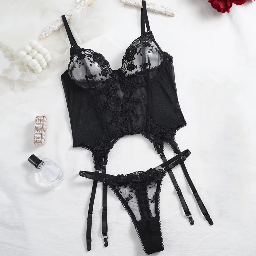 Lingerie pour femmes, soutien-gorge push-up en dentelle transparente, lingerie sexy, sous-vêtements 