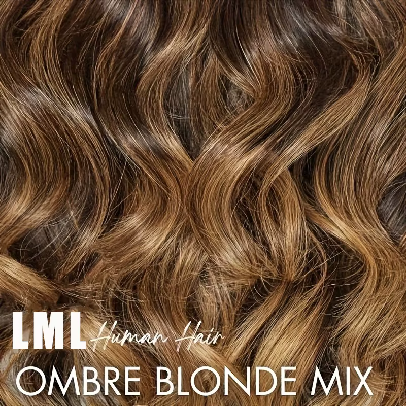 Perruque Bob Ombrée Cheveux Humains 4/27 Mèches Blond Miel Ondulées Profondes Perruques Bob Lace Fro