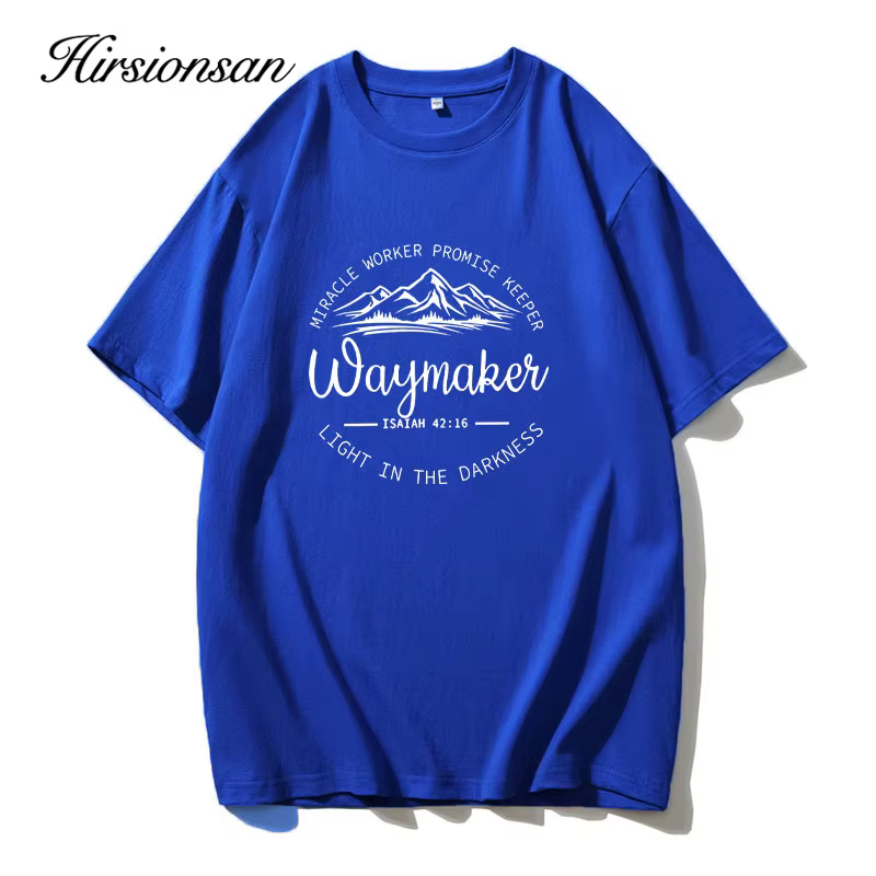 Hirsionsan-T-shirt col rond femme, 100% coton, imprimé montagne, vintage, décontracté, chic, été, 20