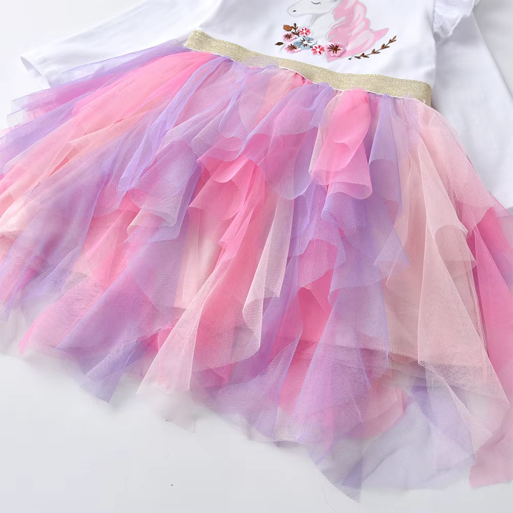 VIKITA enfants à manches longues automne printemps robe filles Licorne fleur imprimé dessin animé ro